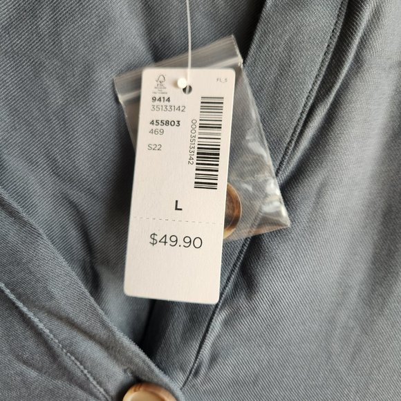 Reitmans Blue Gray Shirt Dress Size L NWT - Picture 3 of 6